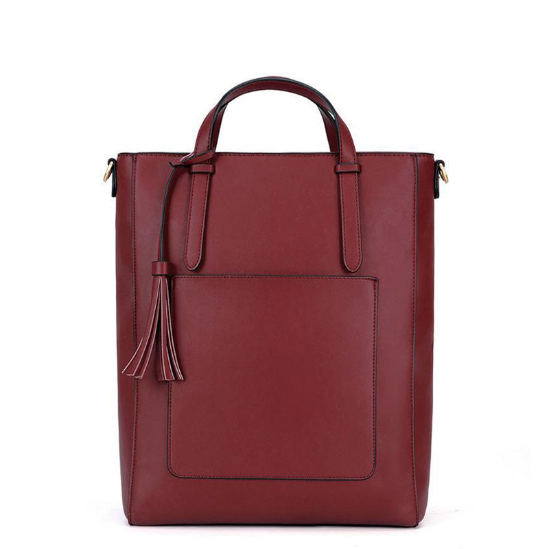 Sleek Structured Tote with Tassel Charm