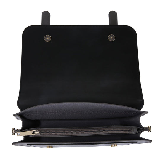 Graceful Bow-Detail Satchel - Timeless Black and Grey