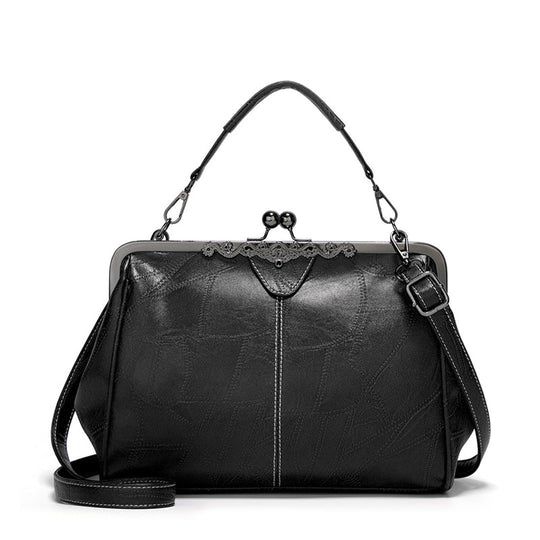 Vintage Kiss-Lock Leather Handbag