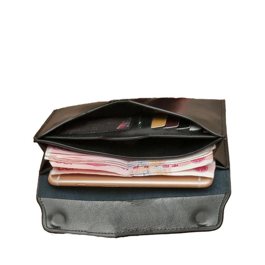 Classic Leather Fold-over Wallet with Magnetic Flap